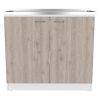 Napoles Utility Sink with Cabinet One Shelf, Double Door Cabinet -Smokey Oak / Light Gray
