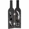 5-Piece Wine Bottle Accessory Set – Corkscrew, Pourer, Stopper, Foil Cutter & Drip Collar in Bottle-Shaped Case