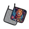 Lion Christmas Pair of Pot Holders Kitchen Heat Resistant Pot Holders Sets Oven Hot Pads for Cooking Baking BBQ, 7 1/2 x 7 1/2