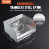 VEVOR Commercial Hand Sink with Faucet and Side Splash, NSF Stainless Steel Sink for Washing, Small Hand Washing Sink