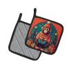 Monkey Christmas Pair of Pot Holders Kitchen Heat Resistant Pot Holders Sets Oven Hot Pads for Cooking Baking BBQ, 7 1/2 x 7 1/2