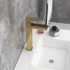 Brushed Gold Single Handle Waterfall Bathroom Vessel Sink Faucet Solid Brass Modern